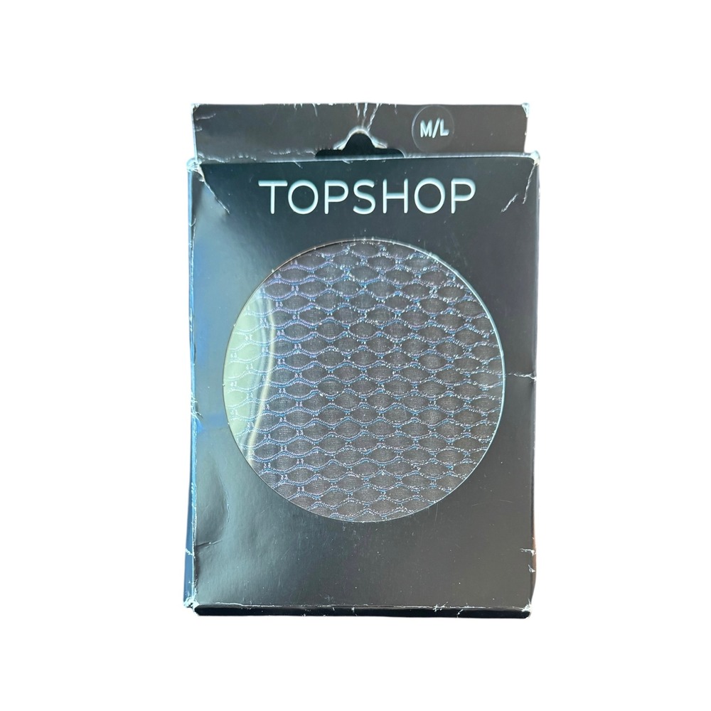 Topshop Blue Metallic Fishnet Tights M/L Made in Italy Shimmer Net
